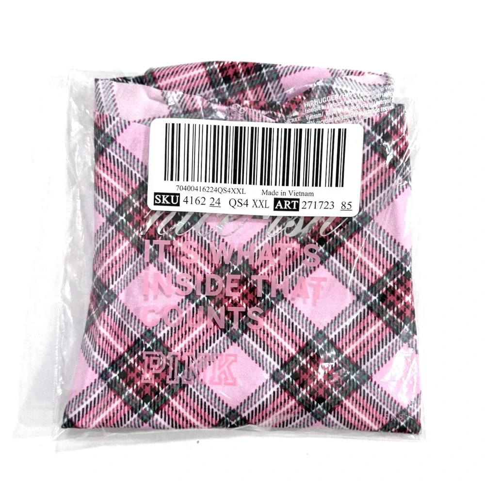Victoria's Secret PINK No Show Cheeky Panty Womens XXL Plaid Smooth